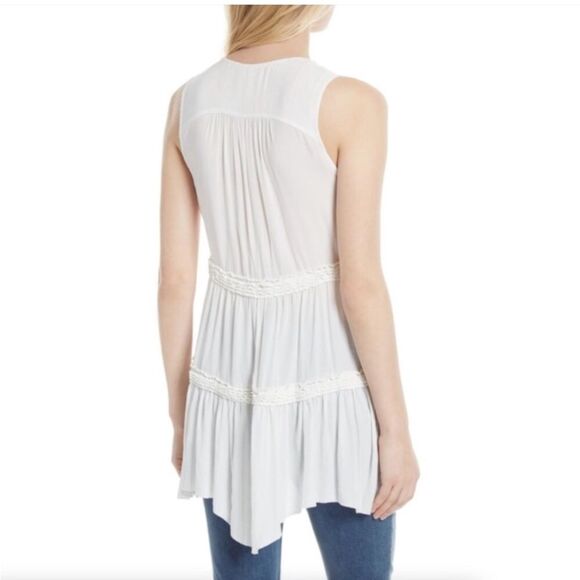 Free People Purple Haze ivory tiered v-neck boho tunic size XS - Picture 3 of 16